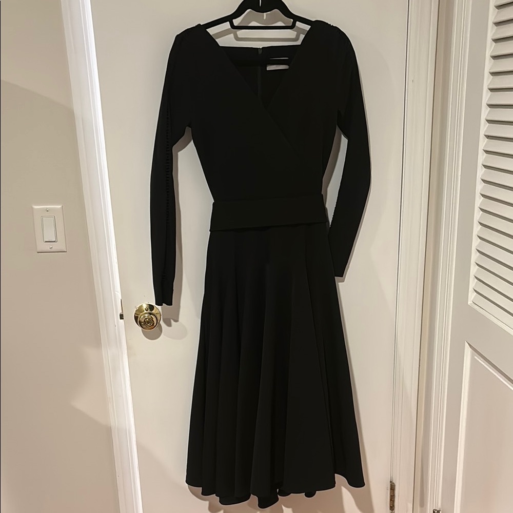 Elegant designer black midi dress